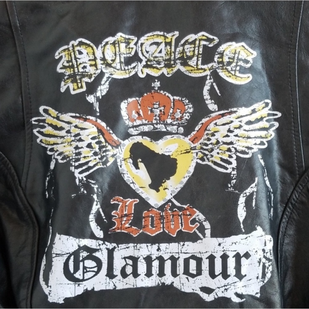 INC Int’l Concepts Leather Graphic-Back Moto Jacket - Picture 4 of 14